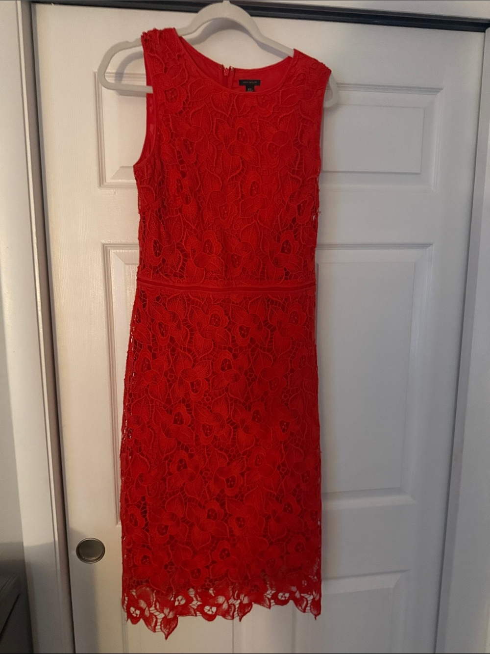 Ann Taylor Red Floral Lace Midi Dress